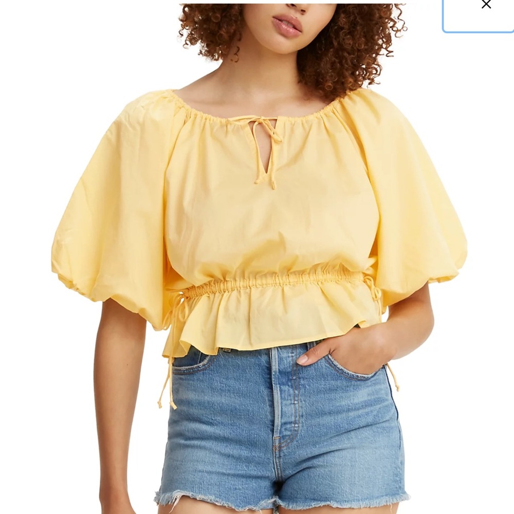 Levi's The Calliope Crop Golden Haze Blouse with Balloon Sleeves
